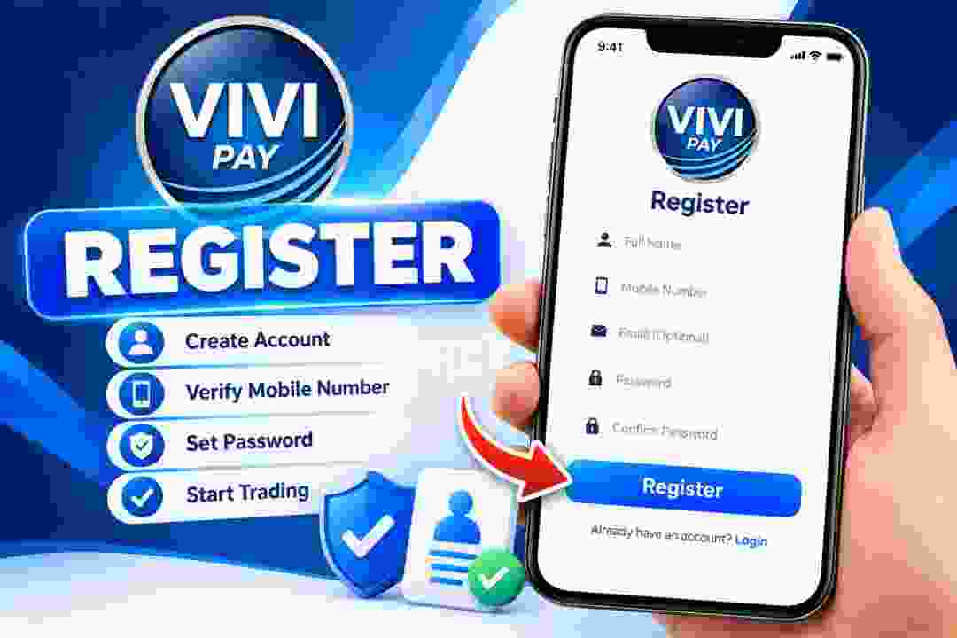 ViviPay Create an Account registration form with fields for mobile number, email, password, confirm password and invite code